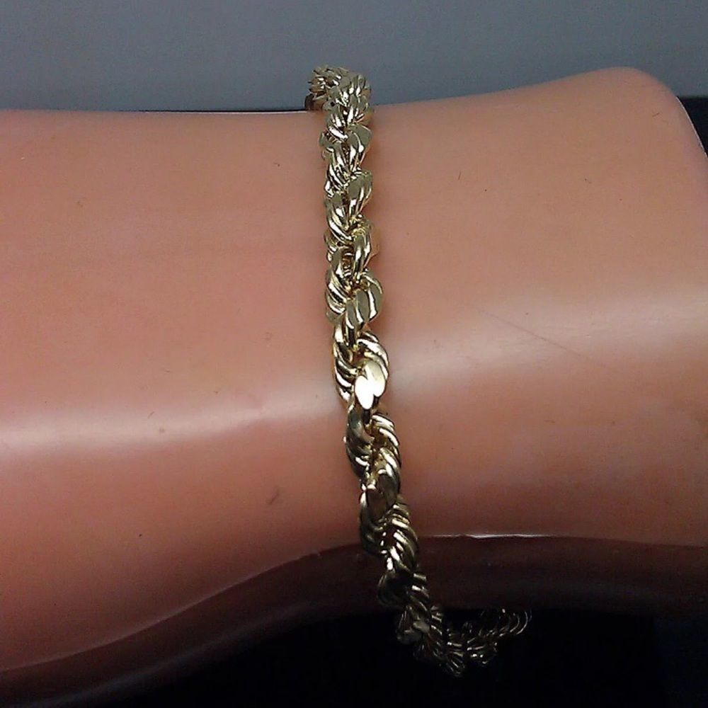 NWT Real Gold Men's Thick Rope Bracelet 9 Inches - Picture 2 of 4